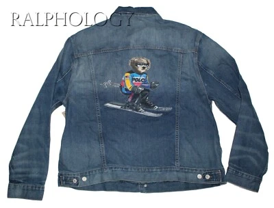 Polo Ralph Lauren USA Stadium Alpine Racing Ski Bear Trucker Denim Jean Jacket - Image 1 of 4