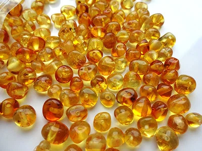 Naturel Baltique Ambre Perforé Desseré Rond Miel Perles 10 Gr 6-7mm Perles