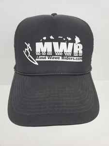 Otto Maui Wave Riders MWR Snapback Hat Mesh Trucker Rope Cap Lid Black Hawaii - Picture 1 of 10