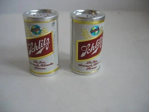 PR Schlitz Beer Can shaped Salt and Pepper Shakers Vintage Advertising Barware - Picture 1 of 4