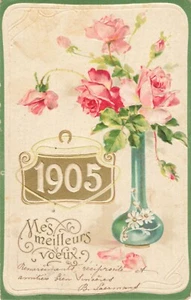 Postcard Belgium My best wishes 1905 Red Roses - Picture 1 of 2