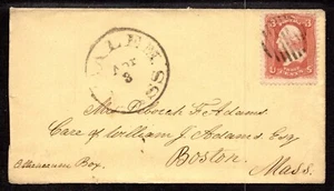 EDSROOM-152 MAJ GEN BONESTEEL COLLECTION SC#65 C 1865 SALEM FANCY GRID CANCEL - Picture 1 of 1