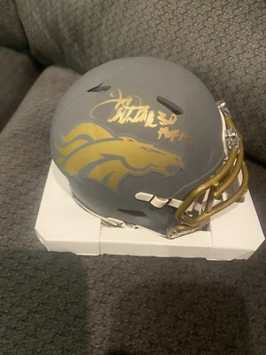 Terrell Davis Signed Denver Broncos Speed Slate NFL Mini Helmet with “HOF 17” - Image 1 of 2