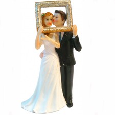 Statue per Torta Cerimonia Nuziale Decorazione Coppia di Sposi IN Cornici 13cm