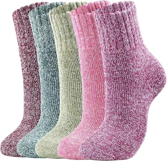 5 Pairs Womens Winter Warm Thermal Lambs Wool Merino Heavy Duty Boot Socks 9-11 - Image 1 of 2