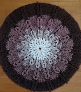 Vintage/Retro Handmade Round Crochet Throw Pillow (Reversible) Boho/Hippie - Picture 1 of 3