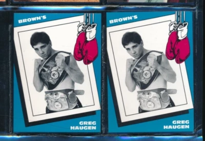 Lot (2) 1990 Brown's Boxing #27 Greg Haugen Jr. Welterweight boxer (BX50) SWSW6 - Image 1 of 2