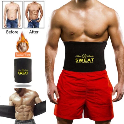 Mens Fat Burner Sweat Sauna Belt Tummy Control Body Shaper Waist Trainer Cincher - Image 1 of 4