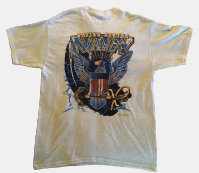 US Navy T Shirt Mens Large Eagle USN  Gray Heavy Cotton Tee Shirt - Image 1 of 4