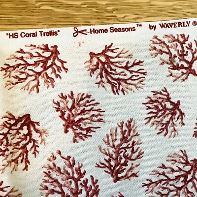 Waverly Coral Trellis Fabric Remnant Home Seasons Rust Orange Cream 100% Cotton - Image 1 of 4