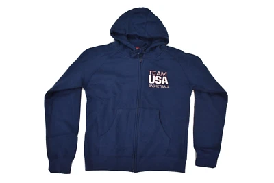 Ropa de equipo de EE. UU. Equipo juvenil de baloncesto de EE. UU. Azul marino cremallera completa Sudadera con capucha nueva con etiquetas S, M, L Foto 1 de 4