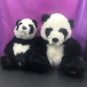 Menge 2 Ganz Webkinz 7 Zoll Panda HM111 und 6 Zoll Panda HS111 Plüschtier Stofftier - Bild 1 von 12