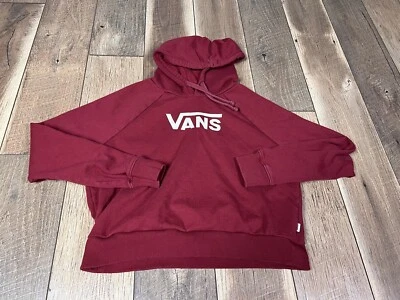 Vans Sudadera con Capucha Mujer Extra Pequeña Roja Blanca Pullover Cordón Capucha Deletrear Damas Foto 1 de 4