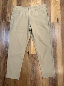 NWT FABLETICS  Men’s 38x32 The Don Trouser 5 Pocket Pant Khaki - Picture 1 of 7