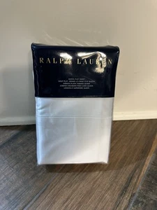 NIP Ralph Lauren RL 624TC Solid Sateen Deco White Queen Flat Sheet $145 - Picture 1 of 3