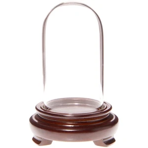Plymor 1.85" x 3.5" Glass Display Dome Cloche (Walnut Wood Veneer Footed Base) - Picture 1 of 1