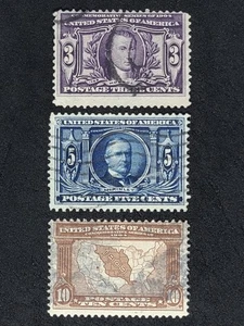 MS-44 US STAMP #'s 325-327, USED CV $77.50 - Picture 1 of 2