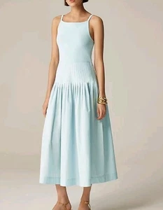 Neu mit Etikett J. Crew Größe M Biesen Mixy Kleid Midi Edgewater blau CK707 KLEINE MARKE - Bild 1 von 12