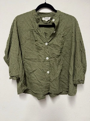 Emerson Fry India Colección Mandarín Musgo Verde Punto Cuello Top Algodón OS Foto 1 de 3