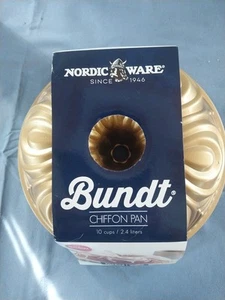 Nordic Ware Cast Aluminum Chiffon Bundt Pan, Gold - Picture 1 of 11