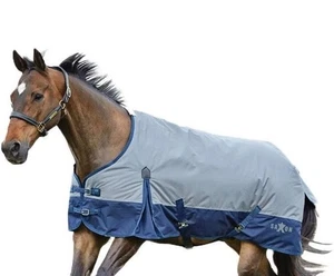 Saxon 600D con Refuerzo Cuello Estándar Lite II Caballo Turnout Gris Azul Marino 75" - Imagen 1 de 5