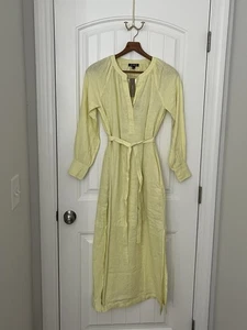 Maxi abito cabana donna J.Crew 100% lino giallo lino chiaro nuovo con etichette taglia XXS - Foto 1 di 7