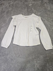 New Cat And Jack Girls Long Sleeve Top With Ruffles Cream Color Size M - Picture 1 of 2