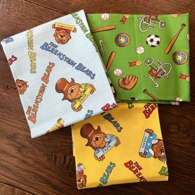 BERENSTAIN BEARS- Moda 2012 -Rare Welcome To Bear Country- 3 Fat Quarters VTG - Image 1 of 4