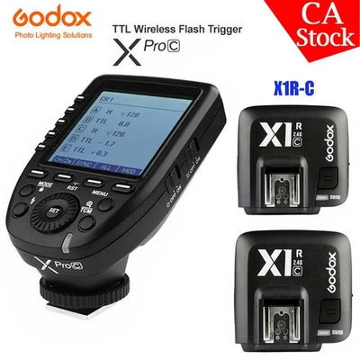 US Godox XPro-C 2.4G TTL Wireless Flash Trigger+2*X1R-C Receiver Fr Canon Camera - Image 1 of 4
