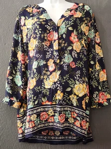 Blusa Top Para Mujer XL Floral Cuello en V Informal/Oficina Ropa de Trabajo de Rose + Olives - Imagen 1 de 10