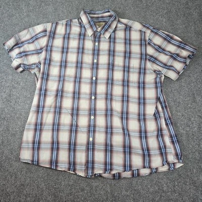 Camisa Sonoma con botones para hombre extra grande azul rosa a cuadros manga corta Foto 1 de 4