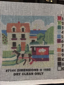 Needlepoint Canvas Unfinished “Ice Cream Wagon” By Charles Wysocki - CANVAS ONLY - Picture 1 of 2