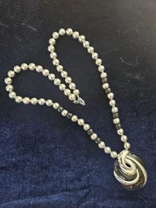 Vtg NAPIER Signed Black And Silver Necklace Near Mint #8 - Picture 1 of 5
