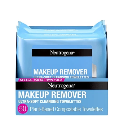 Neutrogena Makeup Remover Wipes, Ultra-Soft Cleansing Facial Towelettes - Image 1 of 4