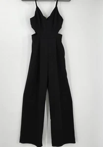 Gianni Bini GB Jumpsuit Gr. XS schwarz seitliche Cut Outs gold Reißverschlusstaschen - Bild 1 von 8