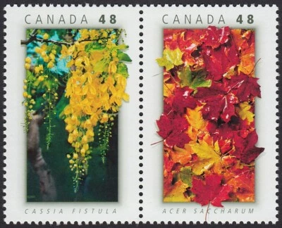 qq.CANADA THAILAND JOINT MAPLE-CASSIA EMBLEMS Random pair Canada 2003 #2001a MNH - Image 1 of 2