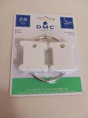 DMC 2019 Plastic Floss Organizer 28 Bobbins 2.5" Ring 6105/12 Use w/DMC Floss - Image 1 of 2