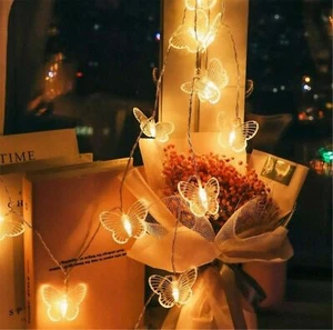3 Meters 20 Butterfly Valentine Room Decor LED light Fairy String Lamp Backround - Picture 1 of 3