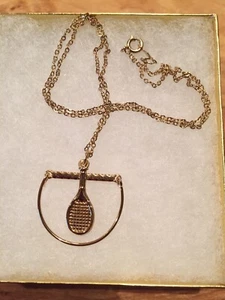  14K Gold gefüllt Tennisschläger Charm Halter Halskette Anhänger 18" mit Kette NEU  - Bild 1 von 4