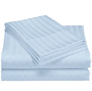 AQ Textiles Ultra Lux Wide Stripe 1200-Thread Count 4-Pc. Sheet Set Queen Blue - Picture 1 of 1