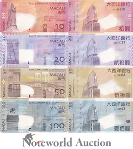 MACAU MACAO 10 20 50 100 2009-2010 P 80b 81b 81Aa 82b BNU Set 4 pcs UNC - Picture 1 of 4