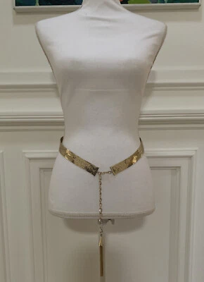 Collar Cinturón Malla Metal Tono Oro Claro Años 80 De Colección Con Borla  Foto 1 de 4