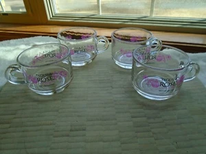 Set of 4 Lotis 8oz Tequila Rose Strawberry Cream Christmas Glasses w/ handle NEW - Picture 1 of 7