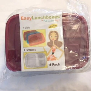Easy Lunchboxes Bento Snack Boxes Reusable 4 compartment Food Containers New! - Picture 1 of 5