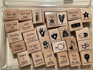 Juego de 28 estampillas de goma para estampar mini compañeros todas las ocasiones - usadas en excelente estado - Imagen 1 de 2