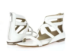 Sandalias para mujer MICHAEL KORS de cuero blanco punta abierta cremallera correa al tobillo talla 38 - Imagen 1 de 6