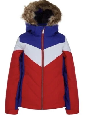 Jaqueta SPYDER Meninas Lola Snow Ski Snowboarding Isolada Tamanho 10 Vermelho-Branco-Azul - Imagem 1 de 4