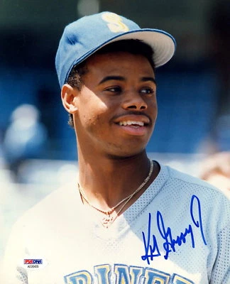 KEN GRIFFEY JR SIGNED 8X10 PHOTO PSA/DNA AUTOGRAPHED ROOKIE ERA SEATTLE MARINERS - Image 1 of 4