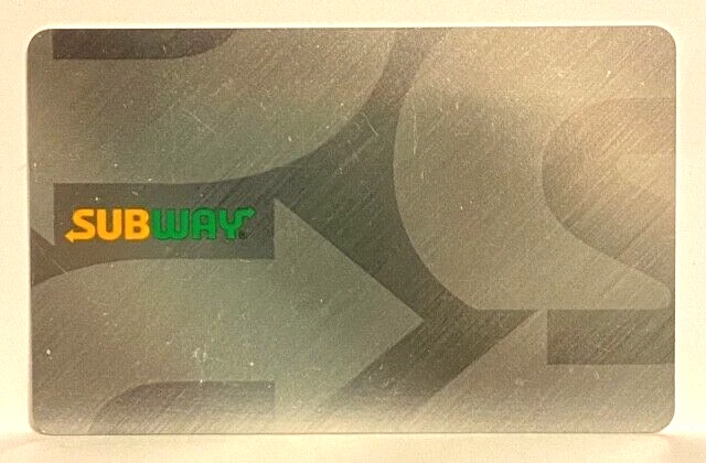 Subway Restaurant Sandwiches Brushed Silver Chrome Look 2018 Gift Card - Image 1 of 1