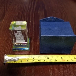 Vintage New York City Skyline Clear Acrylic Paperweight w/ Box, Office Decor - Picture 1 of 5